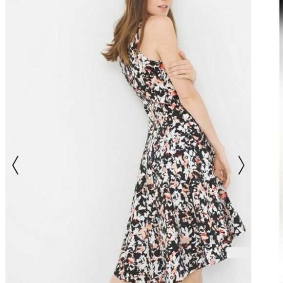 BRAND NEW METAPHOR HANDKERCHIEF FIT-AND-FLARE V-NECK SLEEVELESS FLORAL DRESS - Picture 1 of 15